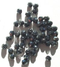 50 6mm Faceted Metallic Gunmetal Firepolish Beads